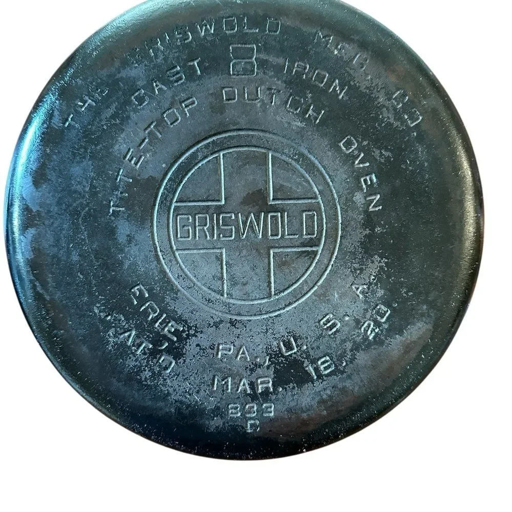Vintage Griswold Erie No 8 Cast Iron Tite-Top Dutch Oven833 w/lid &Trivet 2551